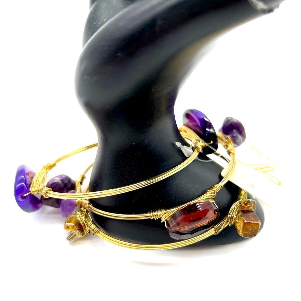 W Stone and Beads 3 Bracelets NWT